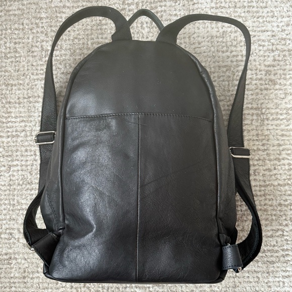 American Leather Company Black Leather Unisex  Backpack EUC - Picture 2 of 8